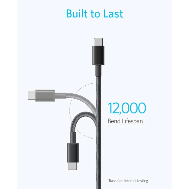 کابل تبدیل USB-C به USB-C انکر مدل Nylon A8752 طول یک متر-4.webp